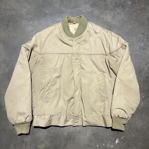 Vintage 60s Beige Boxy Lined Bomber Jacket